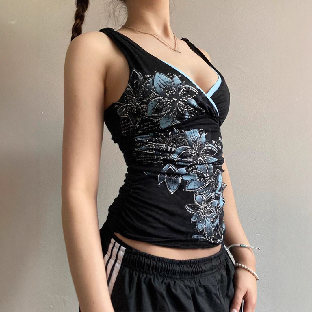 Damen Spaghetti-Trägertop mit floralem Druck und elegantem V-Ausschnitt Echo Archiv
