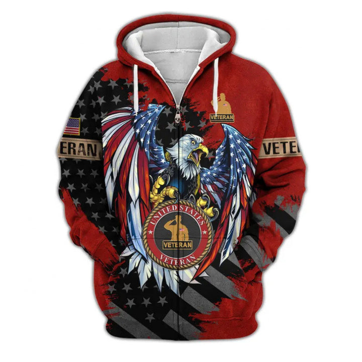 Herren Kapuzensweater mit amerikanischem Veteranenmotiv Echoarchiv