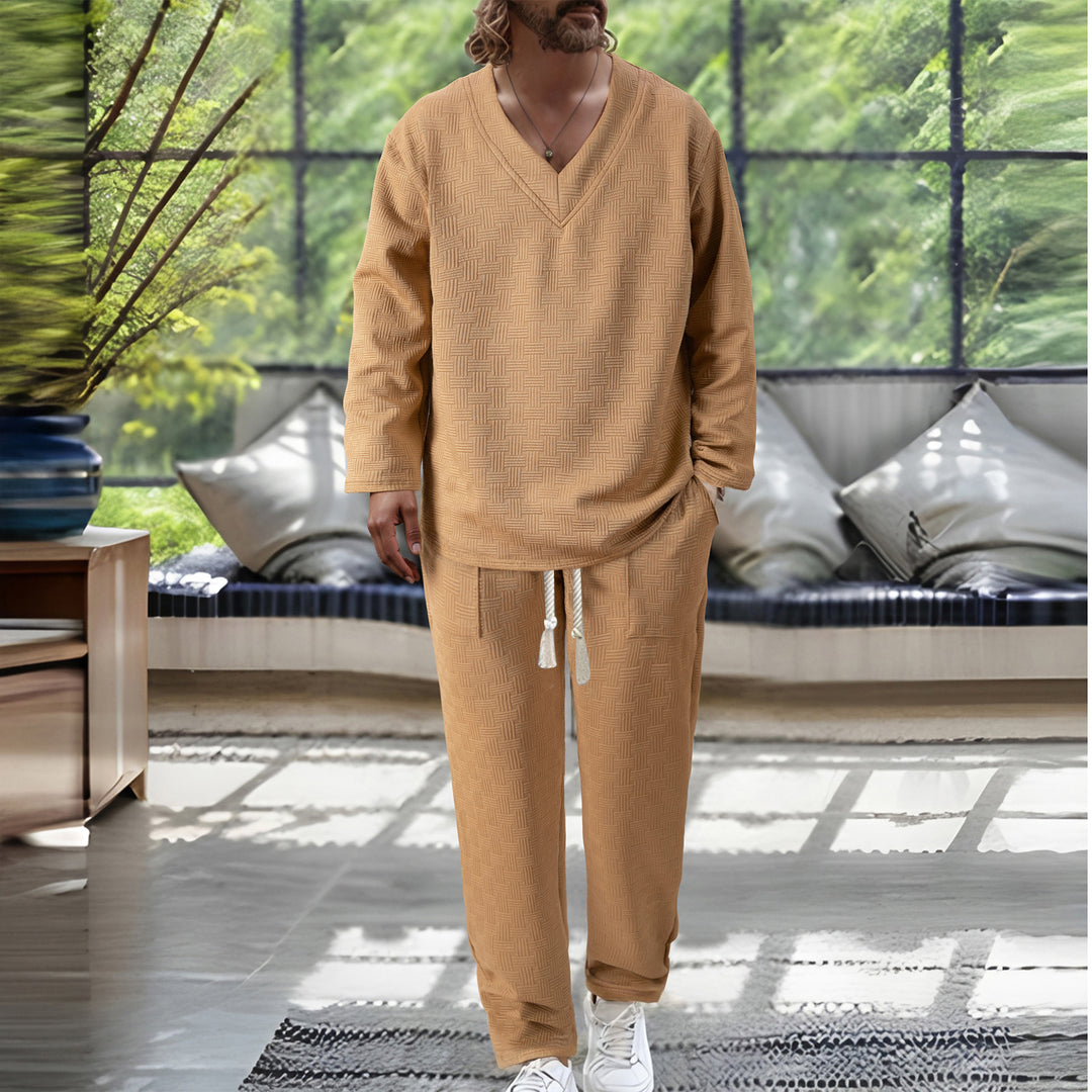 Herren lässiger V-Ausschnitt Sweatsuit mit praktischem Taschen-Design Echoarchiv