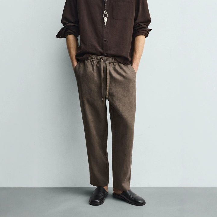 Herren Leinenhose mit elastischem Bund und Kordel Echo Archiv
