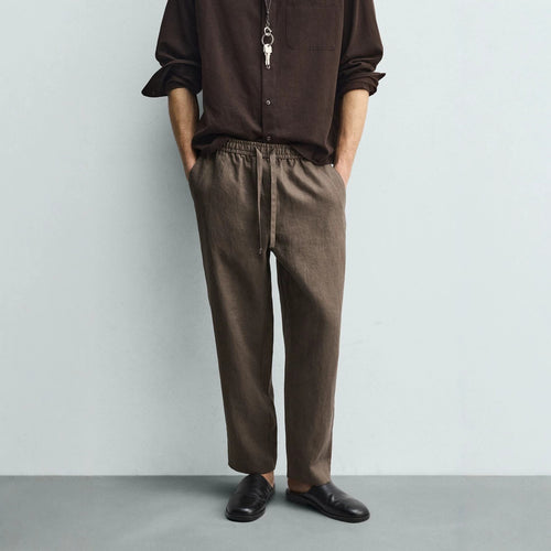 Herren Leinenhose mit elastischem Bund und Kordel Echo Archiv