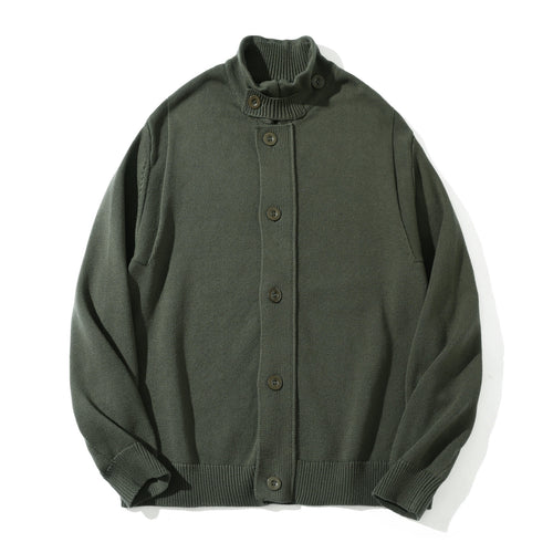 Herren Strick-Cardigan mit hochgeschlossenem Kragen und durchgehender Knopfleiste Echoarchiv