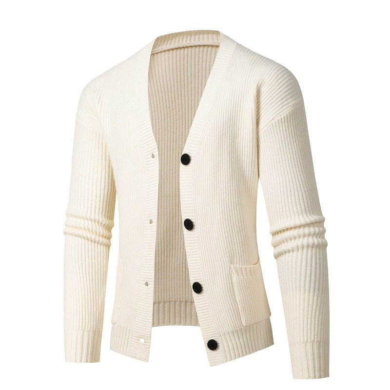 Herren modische Strickjacke mit feinem Rippstrickdesign Echoarchiv