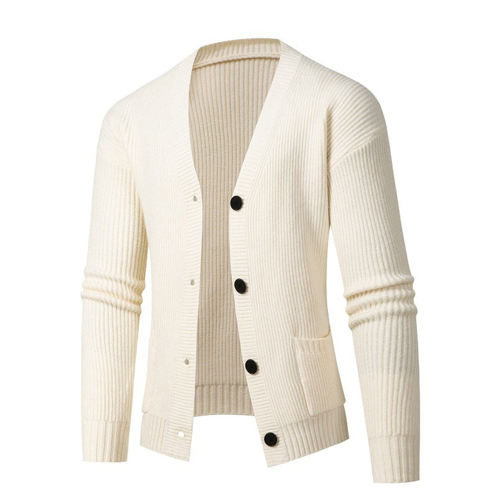 Herren modische Strickjacke mit feinem Rippstrickdesign Echoarchiv
