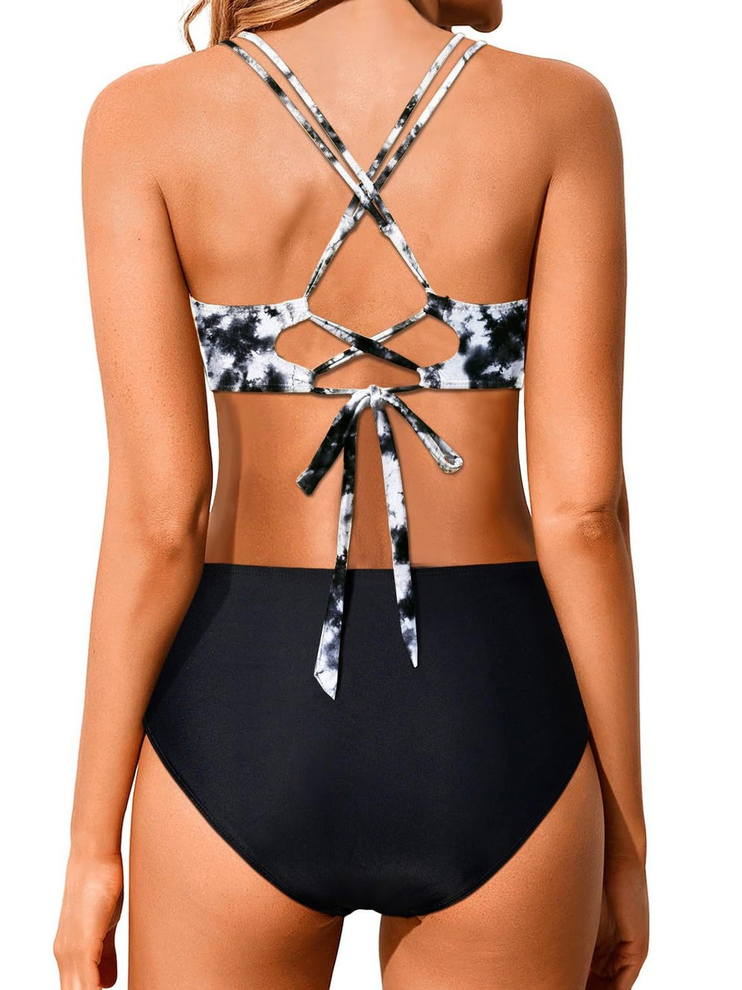 Damen Hochtailliertes Bikini-Set mit gerafftem Oberteil Echo Archiv