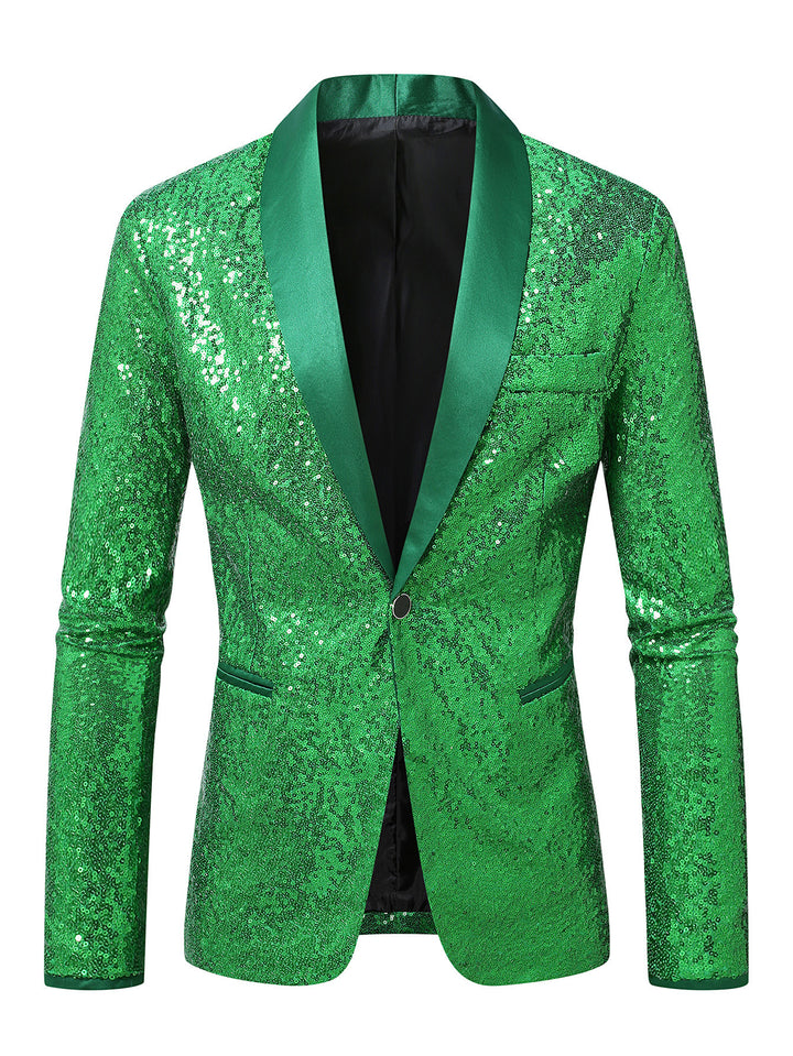 Herren Funkelnder Paillettenblazer mit modernem Schnitt Echoarchiv