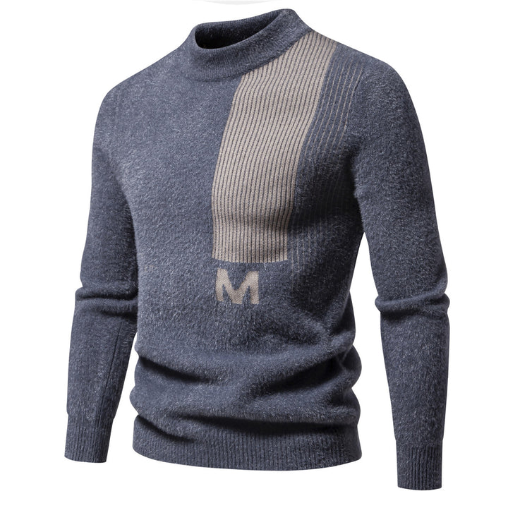 Herren Hochwertiger Strickpullover mit modernem Stehkragen und strukturiertem Design Echoarchiv