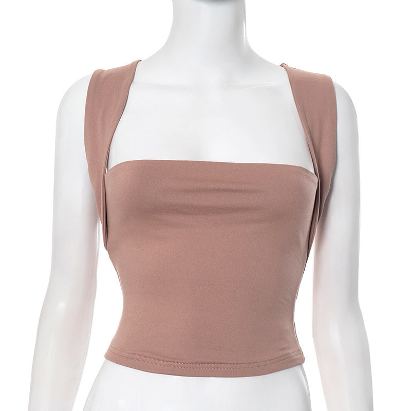 Damen modernes Crop-Top mit schmalen Trägern und figurbetontem Schnitt Echo Archiv