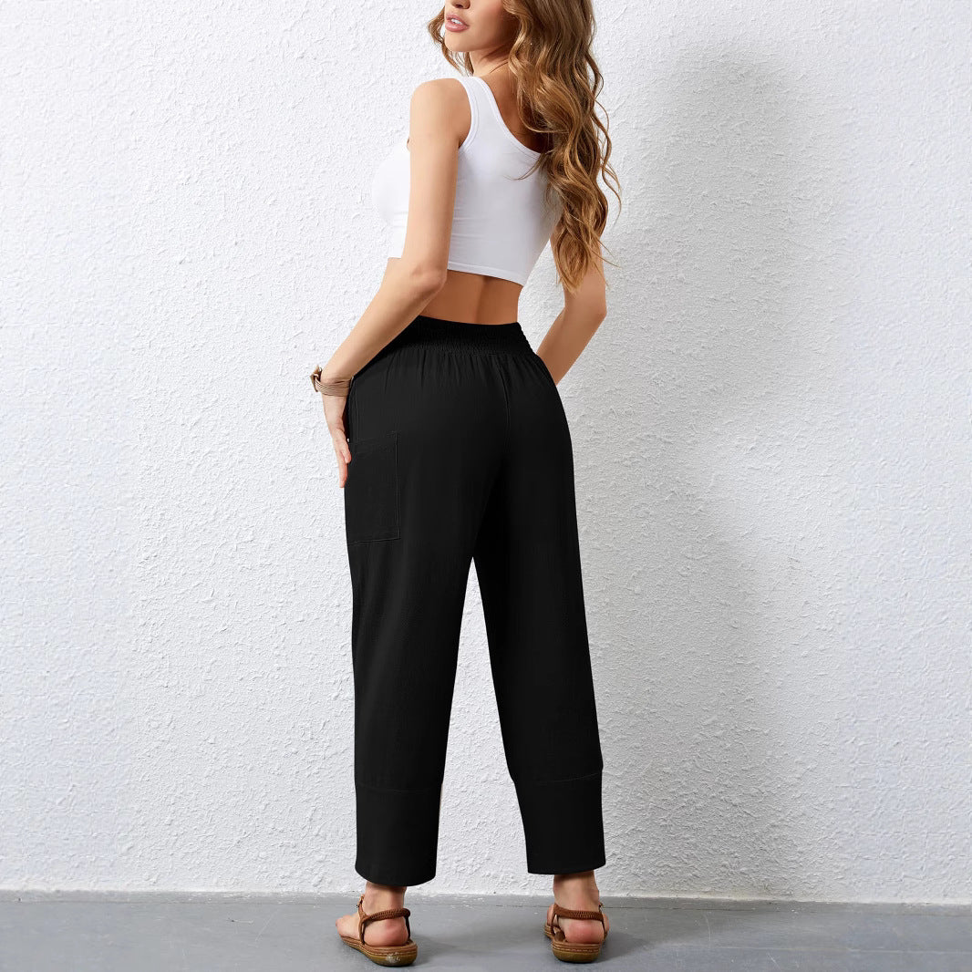 Damen Weite Sommerhose mit elastischem Bund und praktischen Taschen Echo Archiv