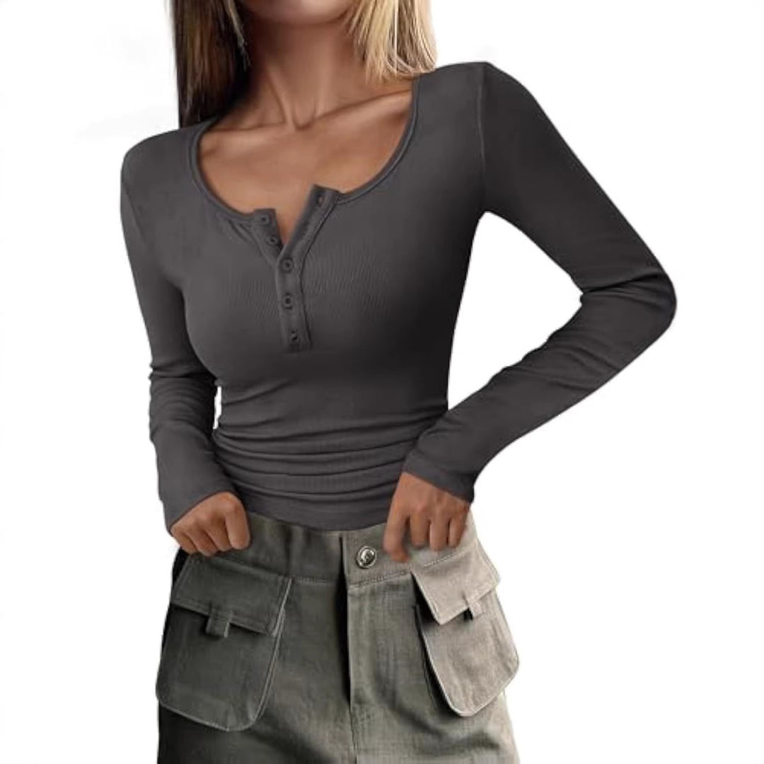 Damen Langarmshirt mit Knopfdetails Echo Archiv