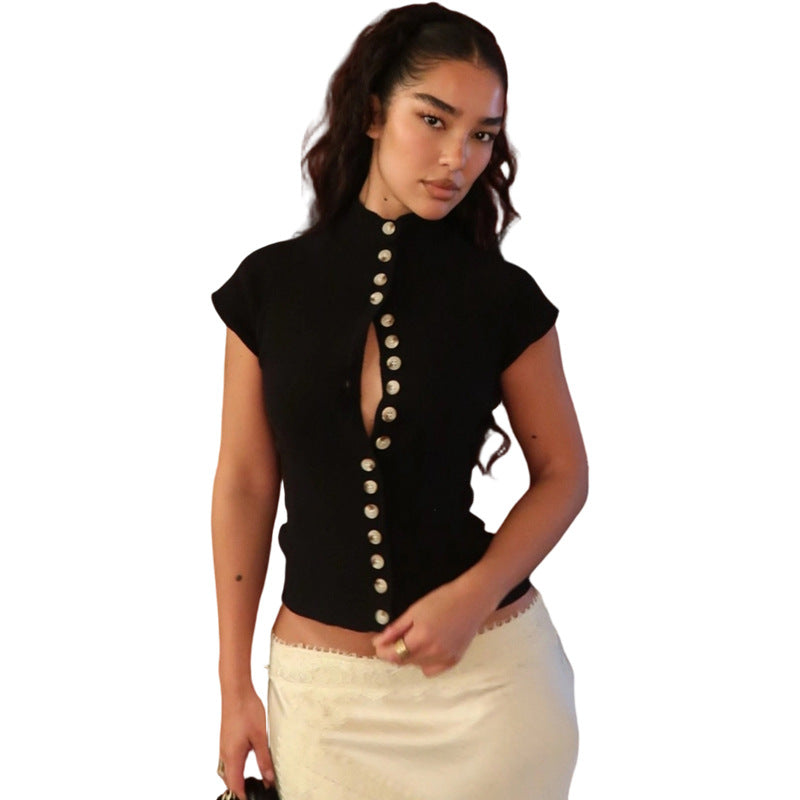 Damen Stehkragen Bluse mit Knopfleiste Echo Archiv