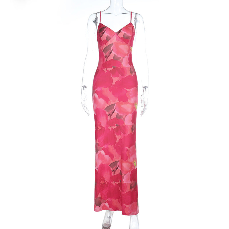 Damen Elegantes Maxikleid mit floralem Muster und feinen Trägern Echo Archiv