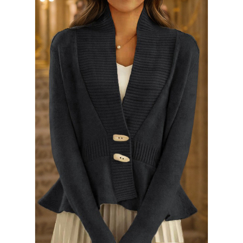 Damen nan kuscheliger Strickcardigan mit Schalkragen, gerippter Blende und schmalem Schößchen Echo Archiv