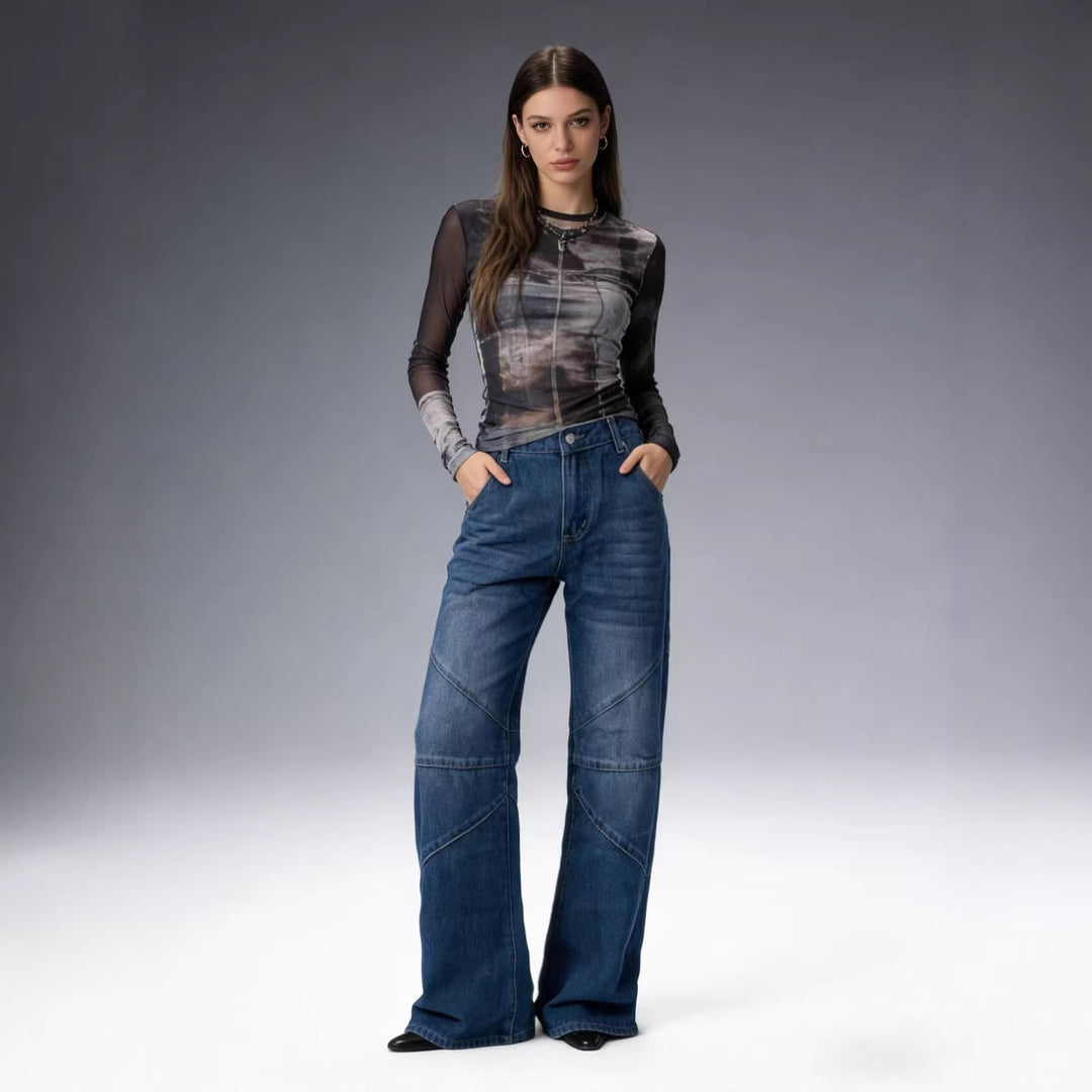 Damen Weit geschnittene Jeans mit einzigartigen Nahtdetails Echo Archiv