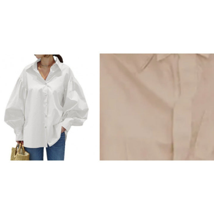 Damen Oversize-Bluse mit Ballonärmeln und Hemdkragen Echo Archiv