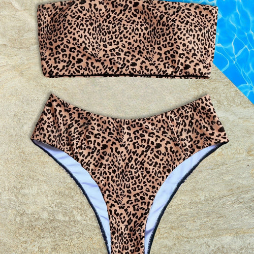 Damen Bandeau-Bikini-Set mit elegantem Leopardenmuster Echo Archiv