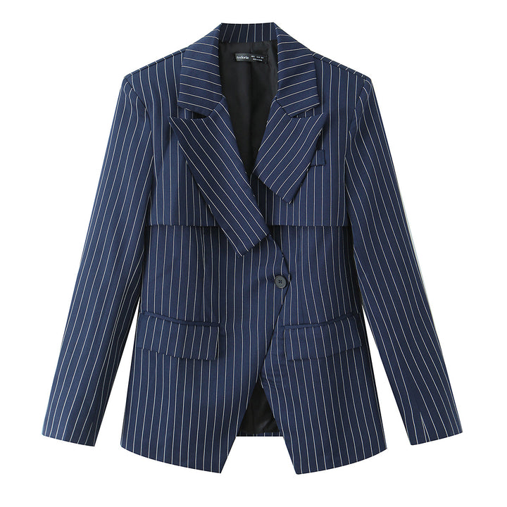 Damen nan taillierter Nadelstreifen-Blazer mit asymmetrischem Revers und Pattentaschen Echo Archiv