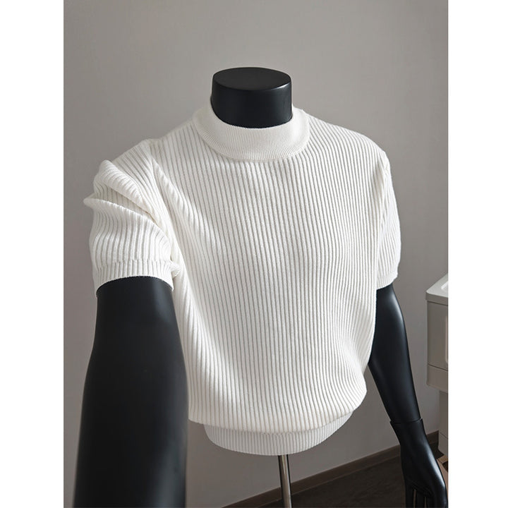 Herren nan kurzärmeliges Rippstrick-Shirt mit Stehkragen und schmaler Passform Echo Archiv