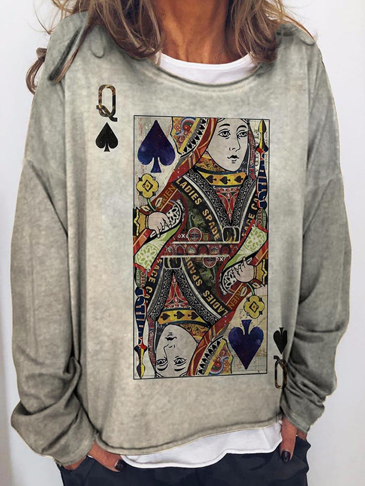 Damen Langärmeliges Oversize-Sweatshirt mit abstraktem Aquarell-Mosaikprint – Avérine