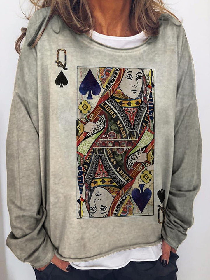 Damen Langärmeliges Oversize-Sweatshirt mit abstraktem Aquarell-Mosaikprint – Avérine