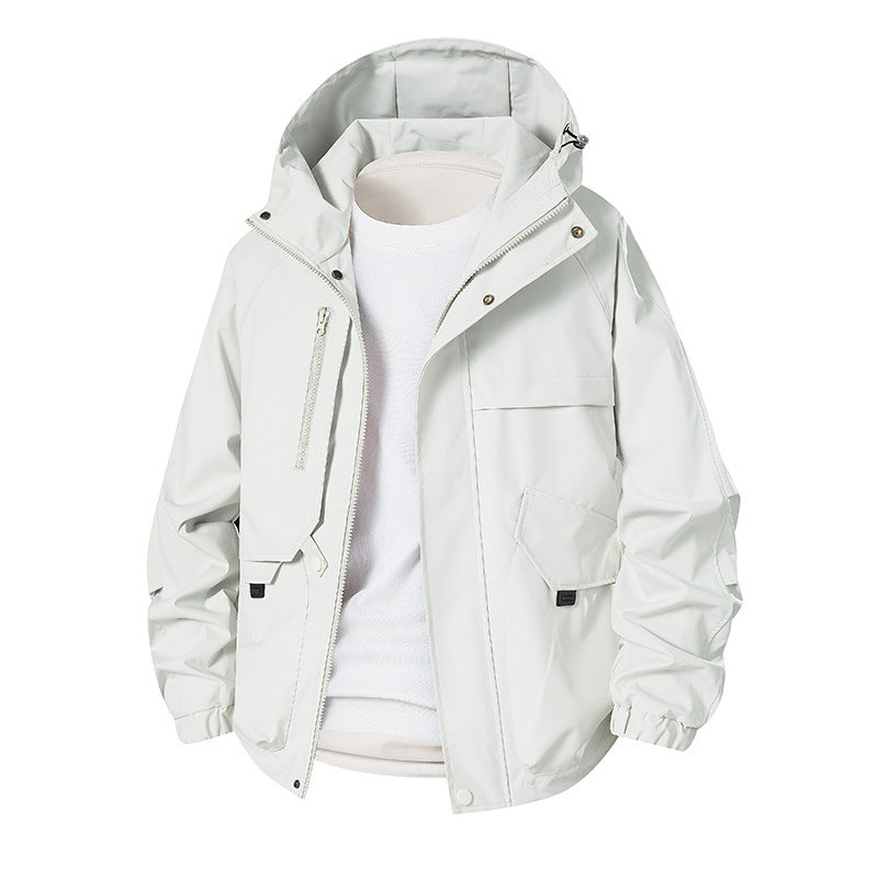 Herren Leichte wasserdichte Funktionsjacke mit Kapuze, Multitaschen und Raglanärmeln Echoarchiv