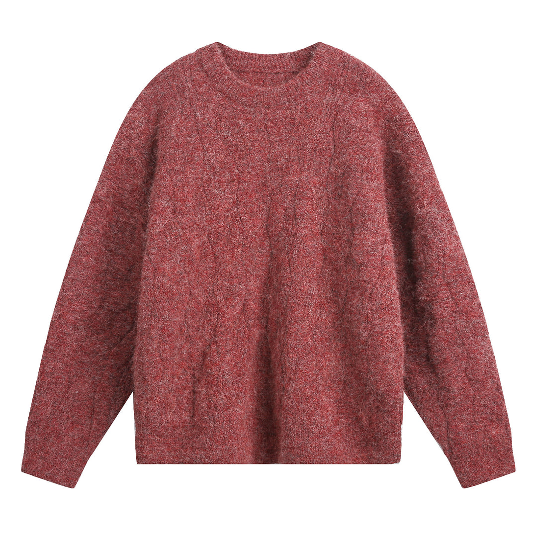 Unisex Oversize Zopfmuster-Strickpullover mit Rundhals und texturierter Struktur Echo Archiv