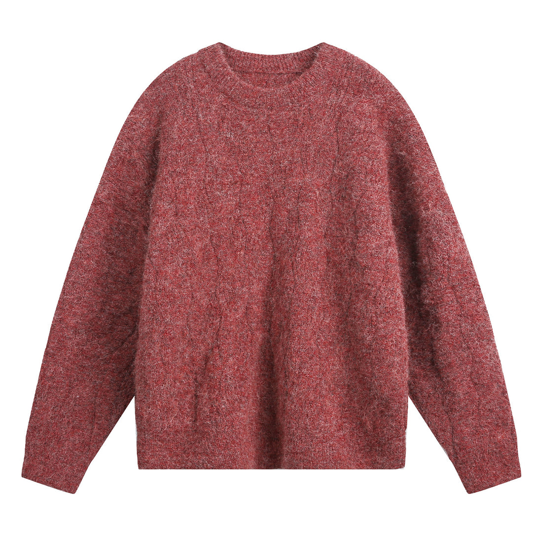 Unisex Oversize Zopfmuster-Strickpullover mit Rundhals und texturierter Struktur Echo Archiv