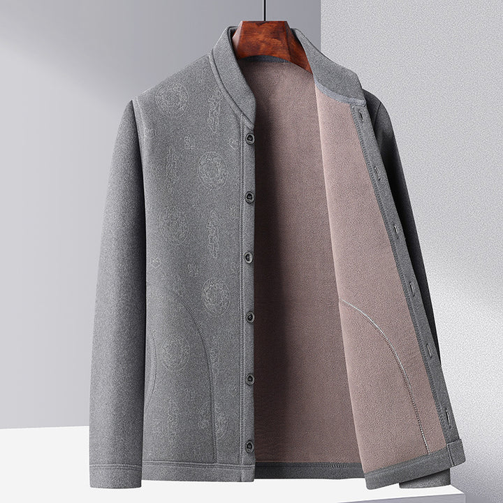 Herren modische Strickjacke mit hochgeschlossenem Kragen und Knopfleiste Echoarchiv