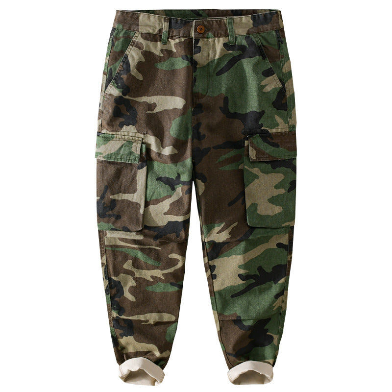 Herren Slim-Tapered Cargohose im Military-Stil mit Gummibündchen und Klappentaschen Echoarchiv