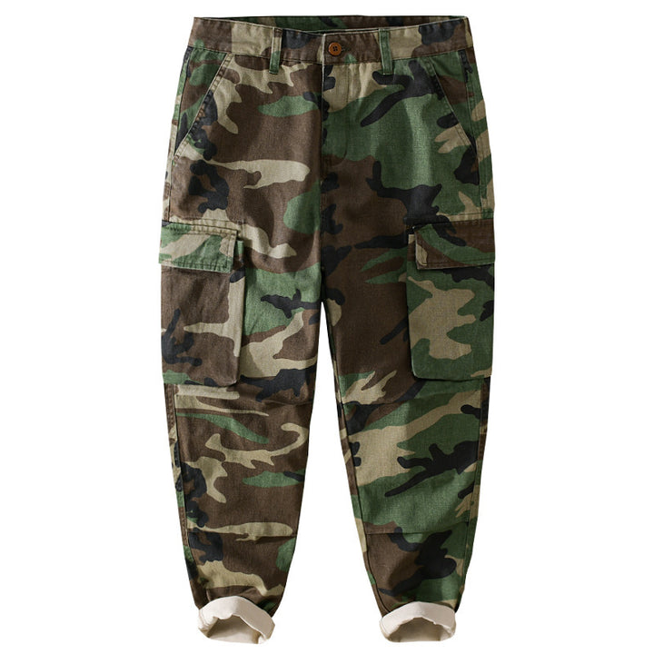 Herren Slim-Tapered Cargohose im Military-Stil mit Gummibündchen und Klappentaschen Echoarchiv