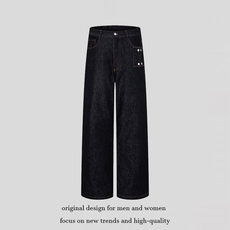 Damen Hochtaillierte Wide‑Leg Jeanshose mit Utility‑Tasche Echoarchiv
