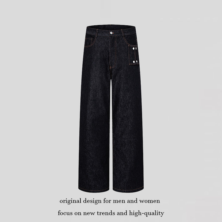 Damen Hochtaillierte Wide‑Leg Jeanshose mit Utility‑Tasche Echoarchiv