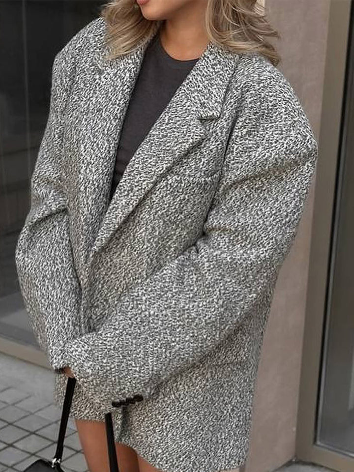 Damen Oversize Wollmix-Blazer im Bouclé-Look mit kastiger Silhouette Echoarchiv