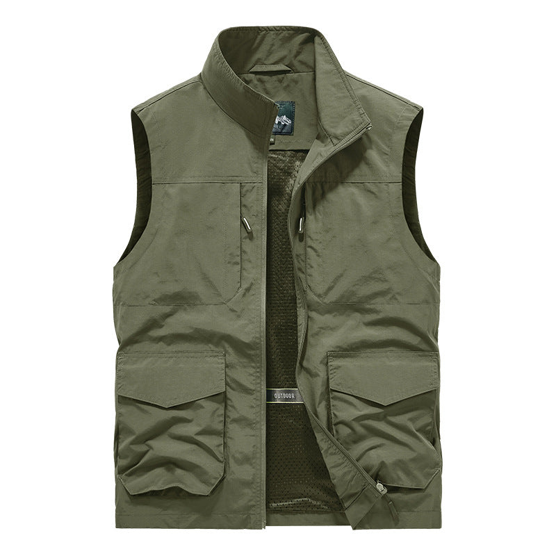 Herren Utility-Outdoorweste mit Multifachtaschen, Mesh-Futter & Stehkragen Echo Archiv