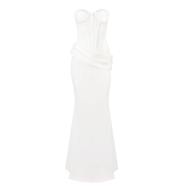 Damen figurumspielendes Abendkleid mit tailliertem Oberteil und fließendem Rock Echo Archiv