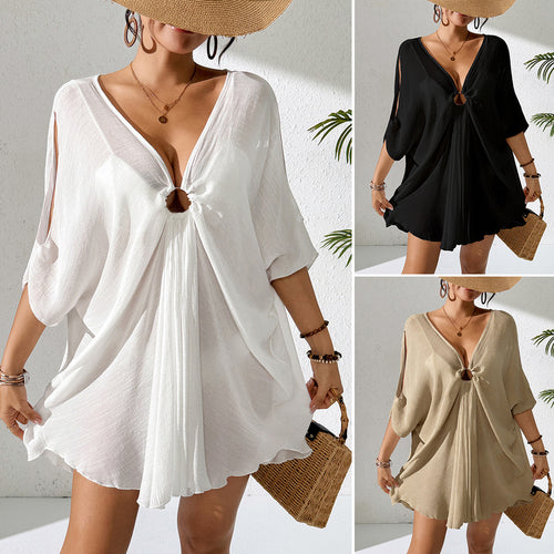 Damen Kaftan mit tiefem V-Ausschnitt und zurückgezogenem Design Echo Archiv
