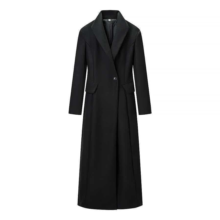 Damen Taillierter Longline-Mantel mit betonter Schulterpartie und Ein-Knopf-Verschluss Echo Archiv