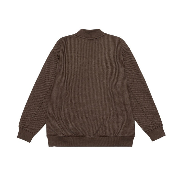 Unisex Feinstrukturiertes Mockneck-Sweatshirt mit Halbzip und eingearbeiteter Hemdblende Echoarchiv