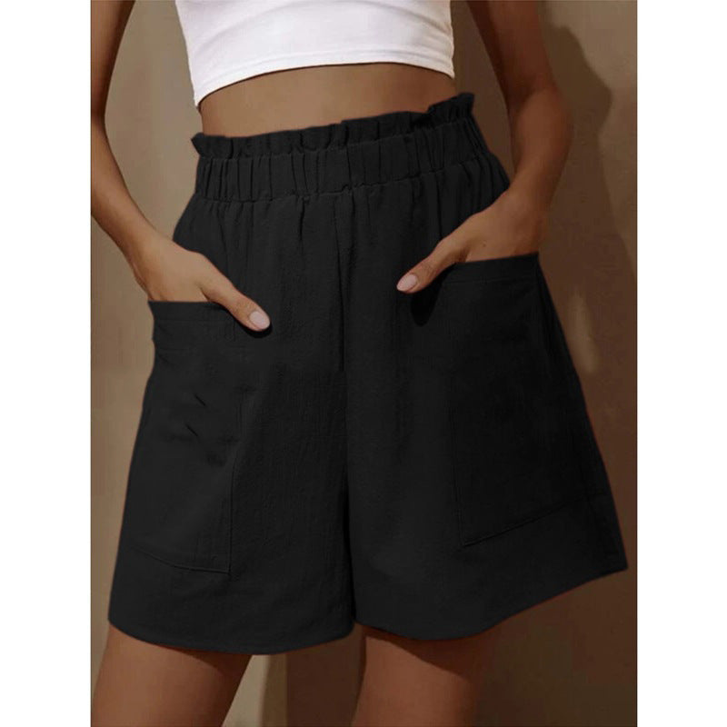 Damen lässige Leinen-Shorts mit elastischem Taillenzug und praktischen Seitentaschen Echoarchiv