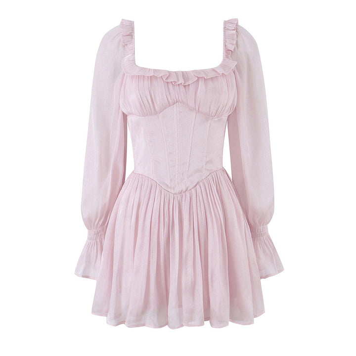 Damen Romantisches Korsett-Kleid mit gerafftem Rock und Ballonärmeln Echo Archiv