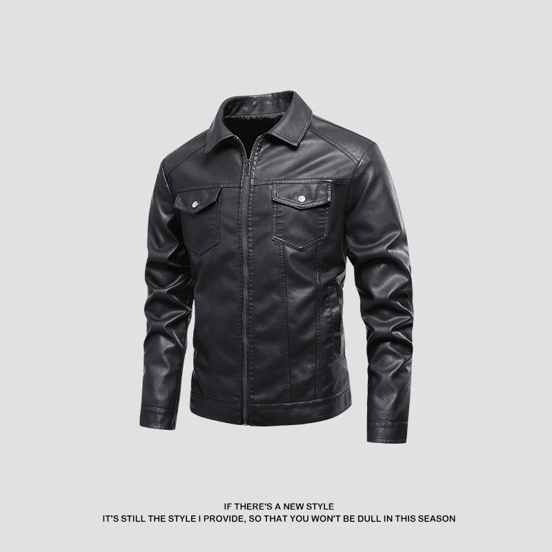 Herren modische Kunstlederjacke mit klassischer Schnittführung und praktischen Taschen Echoarchiv