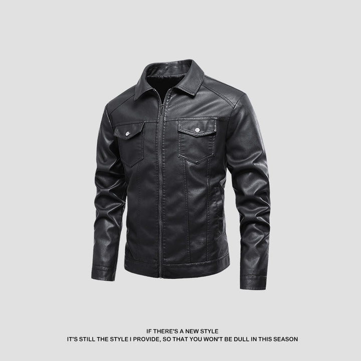Herren modische Kunstlederjacke mit klassischer Schnittführung und praktischen Taschen Echoarchiv