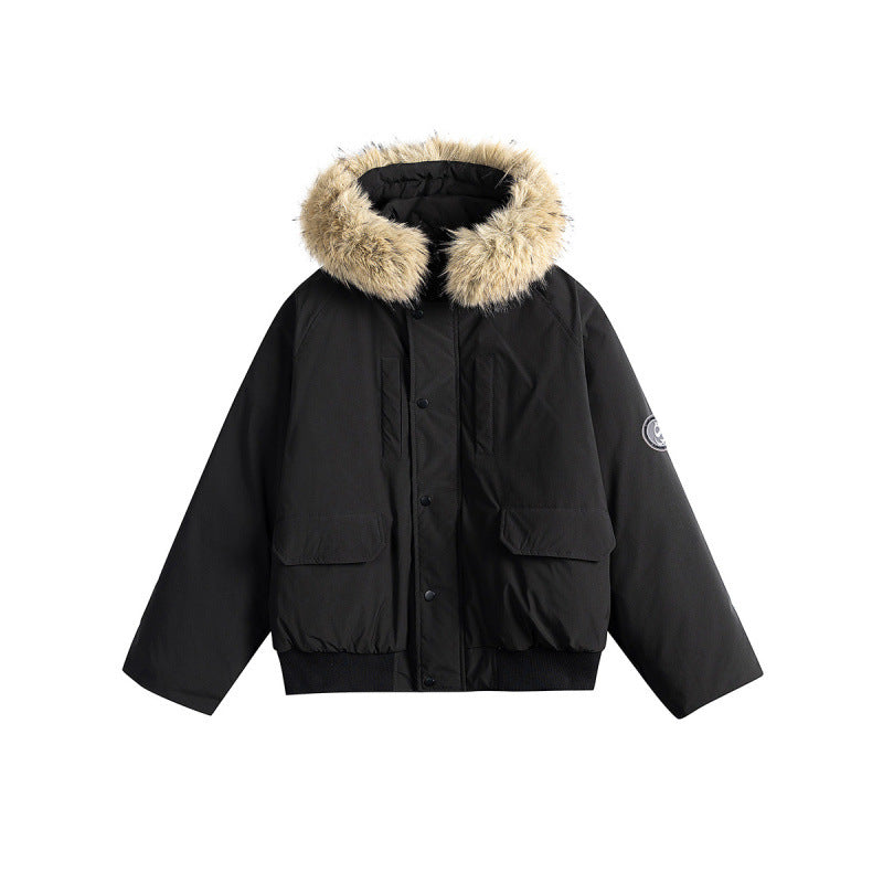 Damen Kurz-Bomberjacke mit Thermowattierung, Kapuze mit abnehmbarem Kunstfell und Utility-Taschen Echo Archiv