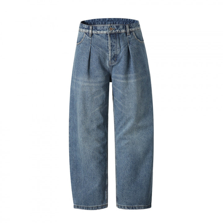 Damen Hochtaillierte Jeans mit Bundfalte, geradem Schnitt und weitem Bein Echo Archiv