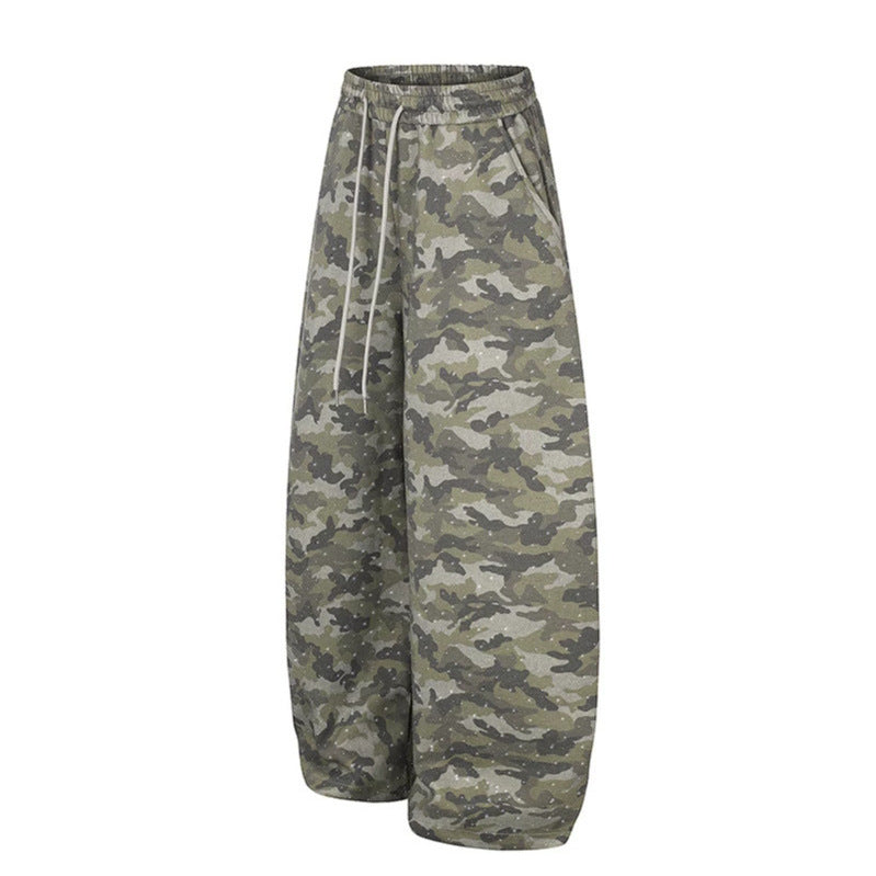 Damen Weite Camouflage-Sweathose mit Ballonbeinen und Tunnelzug Echoarchiv