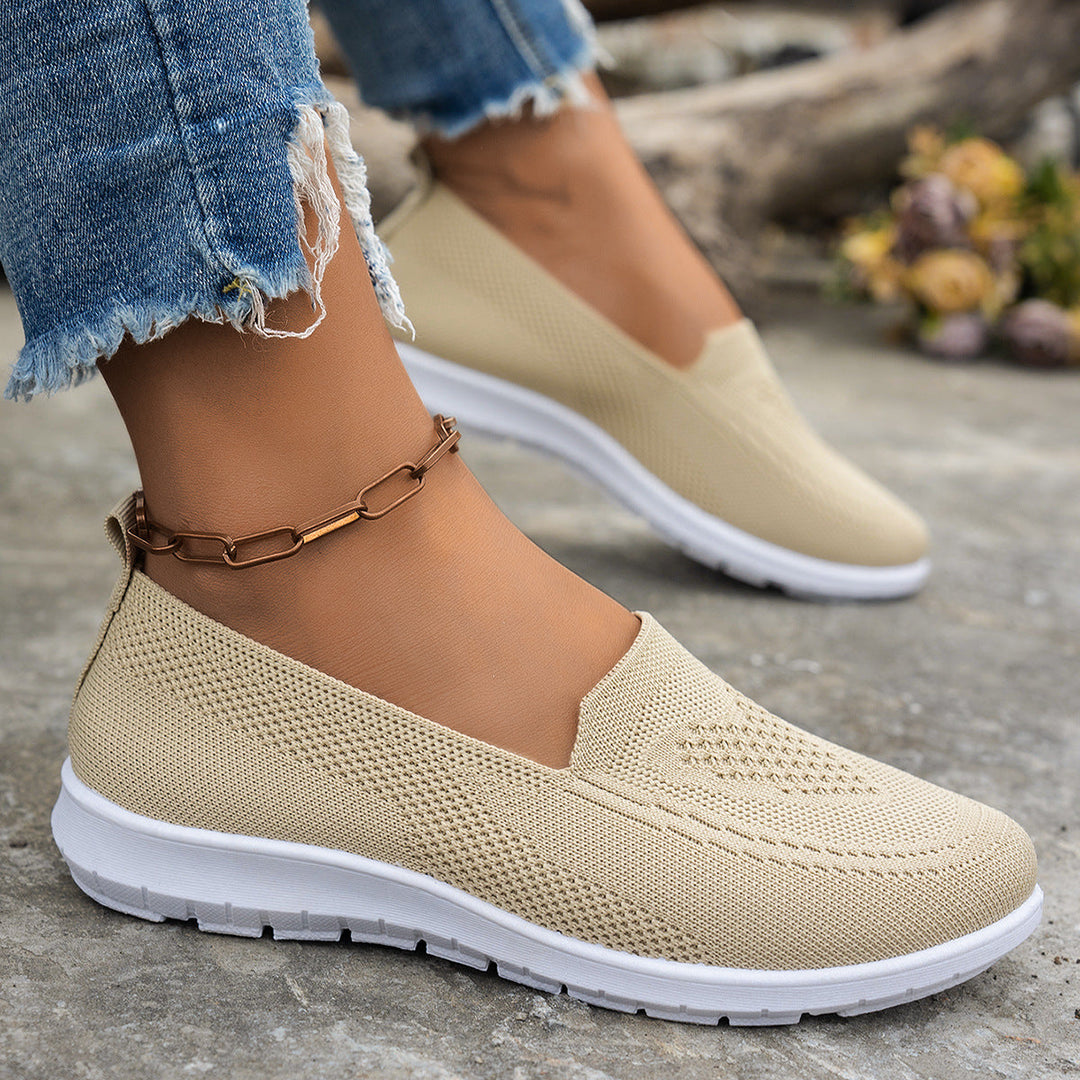 Damen Atmungsaktive Slip-On Freizeitschuhe mit komfortablem Absatz Echoarchiv