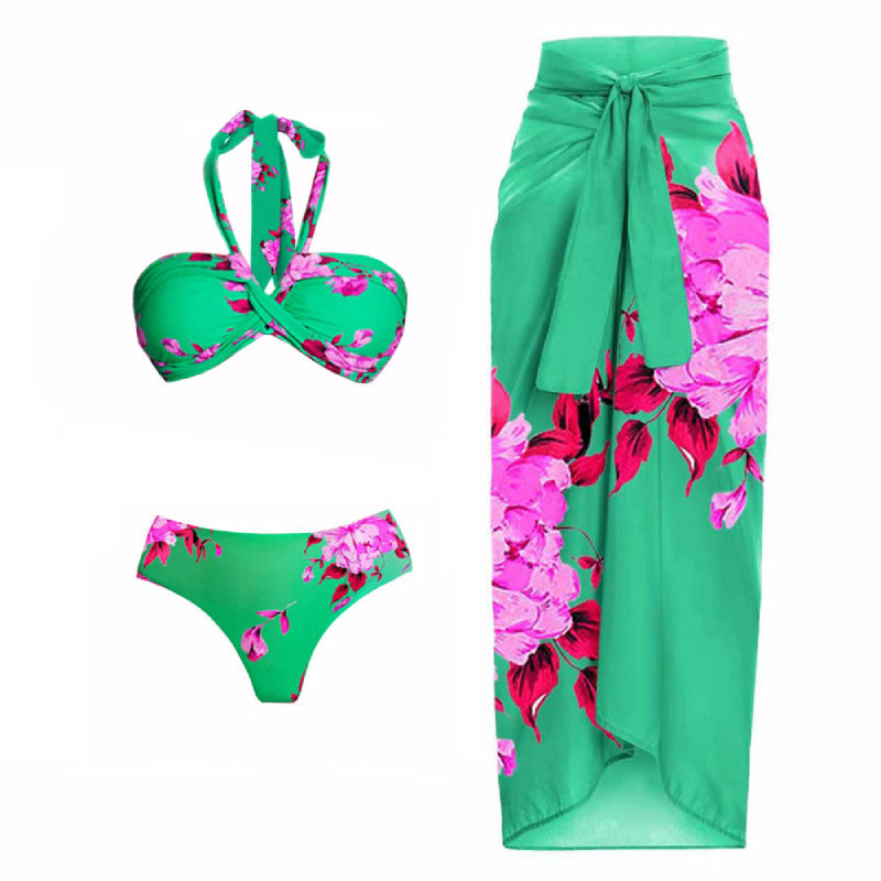 Damen Strand-Bikini-Set mit asymmetrischem Oberteil und elegantem Maxi-Rock Echo Archiv