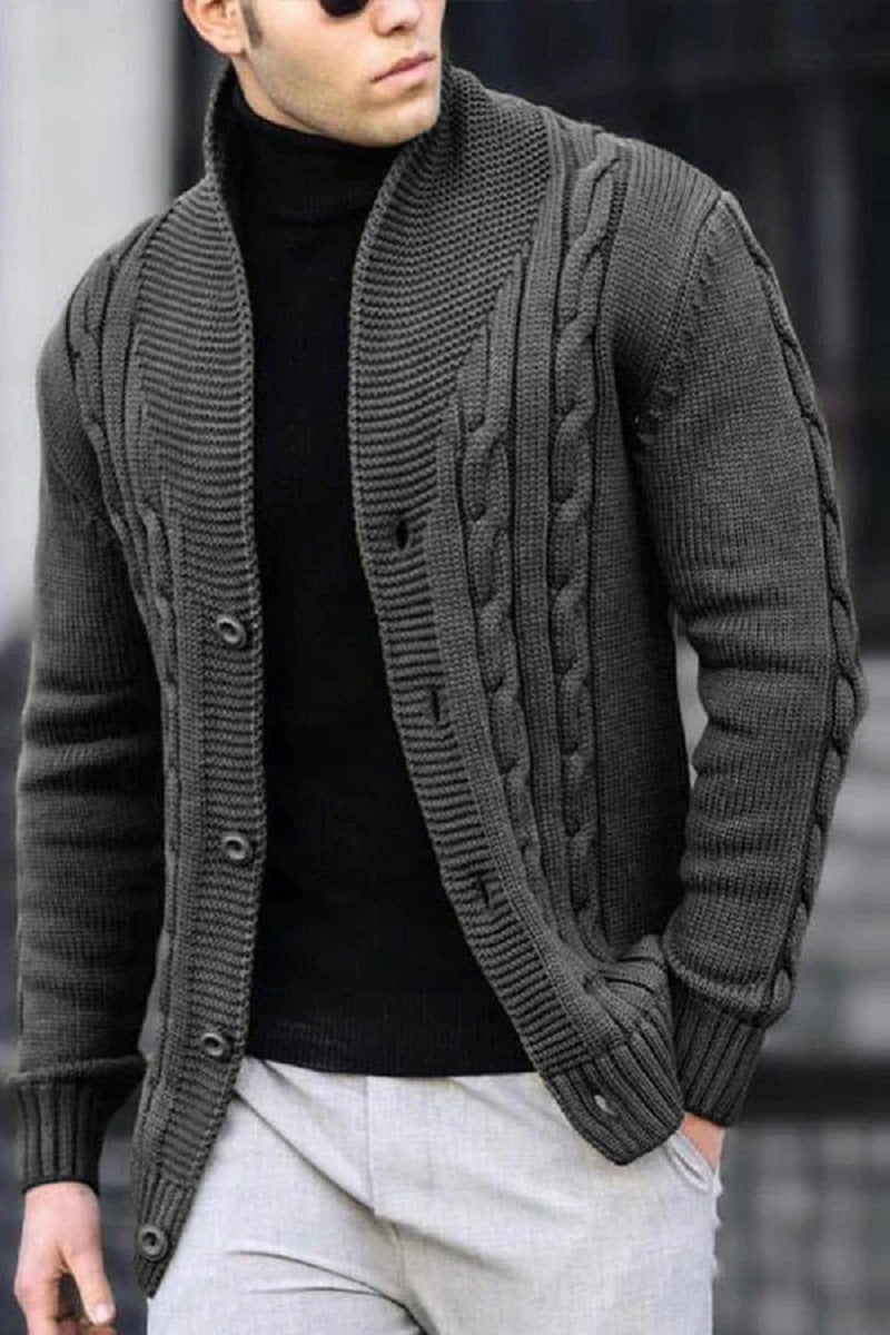 Herren Strickjacke mit Kabelmuster und Schalkragen Echoarchiv