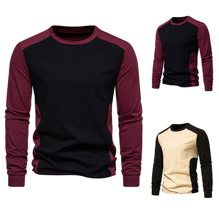 Herren Langarm-T-Shirt mit kontrastierenden Ärmeln und bequemer Passform Echoarchiv