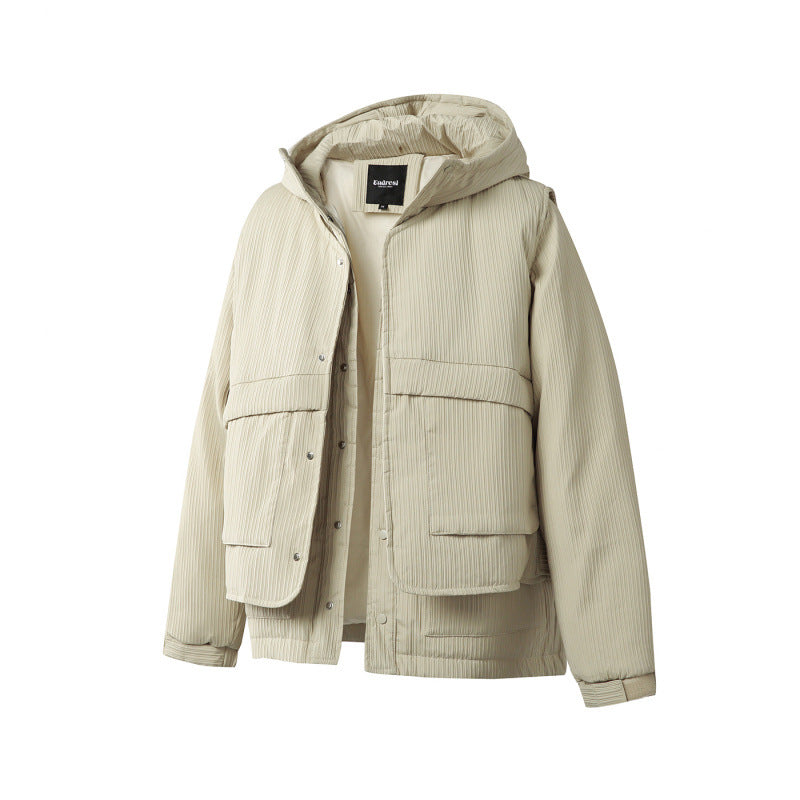 Unisex Wattierte Kapuzenjacke mit abnehmbarem Westeinsatz und gerippter Struktur Echo Archiv